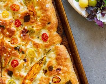 Squash Blossom, Tomato & Herb Focaccia