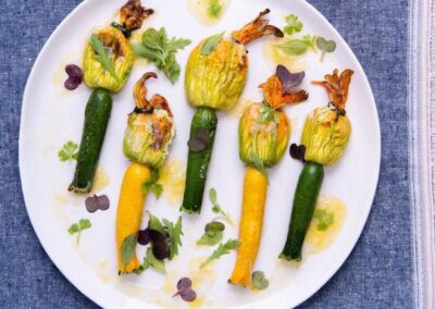 Baked Ricotta Squash Blossom with Squash Attached