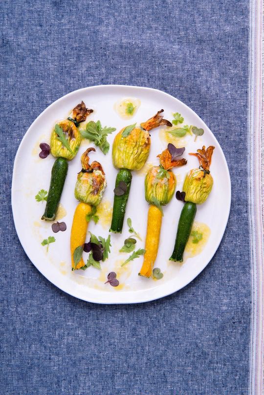 Baked Ricotta Squash Blossom with Squash Attached