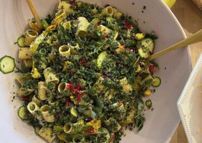 Raw Zucchini Pasta Salad with Pumpkin Seed Pesto