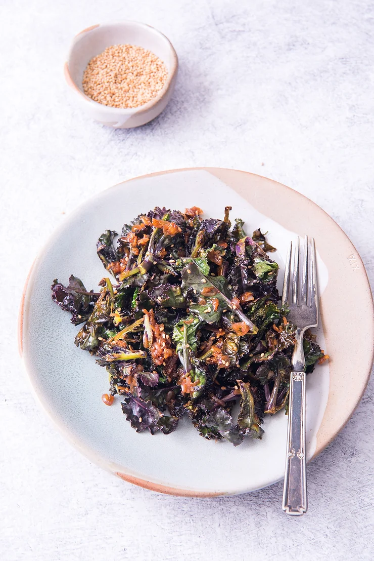 Seared Kalettes with Ginger and Garlic