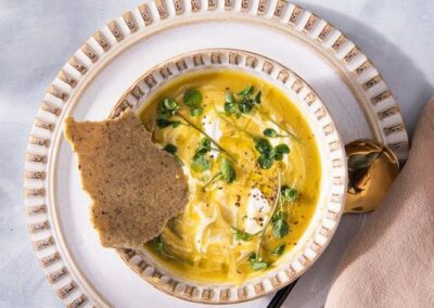 Carrot and Jerusalem Artichoke Soup with Watercress