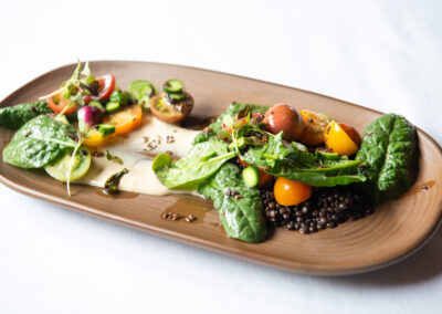 Composed Indian-Inspired Summer Tomato and Black Lentil Salad: Chef Douglas Katz