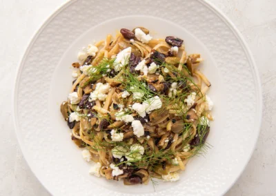 Linguine with Caramelized Fennel, Olives and Feta