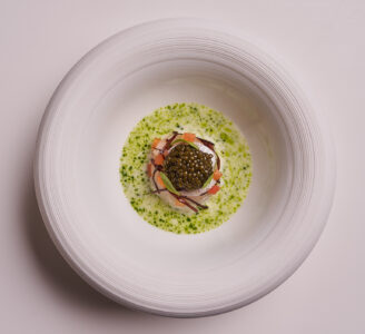 Jungsik Daeik Kim Micro Cilantro (Striped Jack Dish With Green Sauce) - Photographed by Dan Ahn